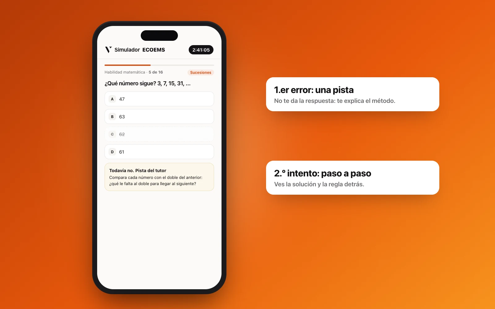 Pista del tutor después del primer error