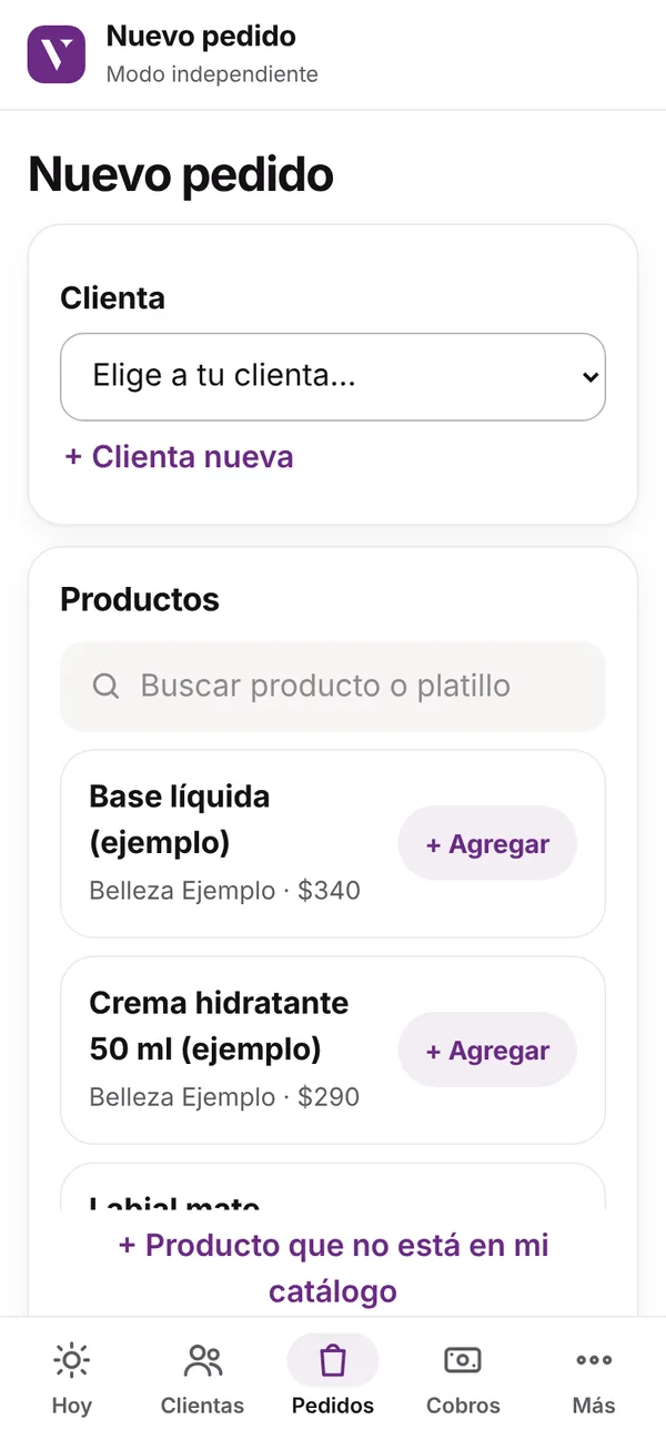 Pantalla Anotar una venta de Vende