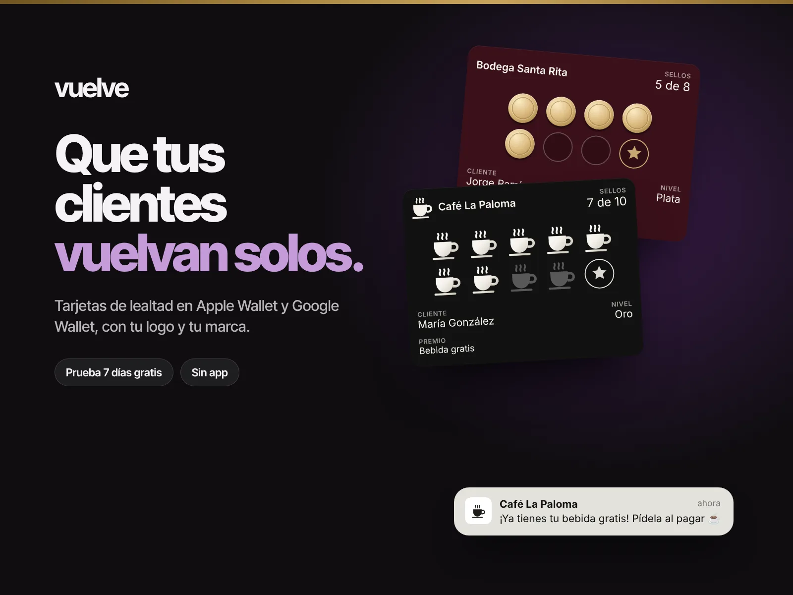 Portada de Vuelve · plan mensual